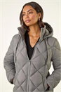 Grey Diamond Quilt Padded Coat, Image 5 of 6