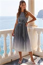 Silver Pleated Ombre Midi Dress, Image 3 of 4