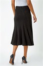 Black Elastic Waist Panelled A Line Flared Midi Skirt, Image 3 of 5