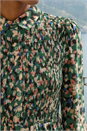 Green Speckled Print Shirred Midi Dress, Image 4 of 4