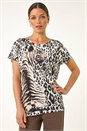 Stone Animal Print Crew Neck Tee, Image 4 of 5