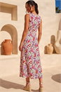 Red Floral Empire Waist Stretch Midi Dress, Image 2 of 4