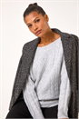 Grey Sparkly Cable Knit Jumper, Image 2 of 5