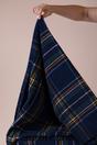 Navy Tartan Woven with Tassels in Navy, Image 4 of 5