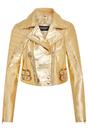 Gold Cropped Brando Leather Biker Jacket, Image 2 of 7