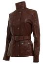 Brown Military Style Leather Biker Jacket, Image 3 of 4