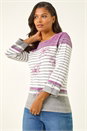 Ivory  Floral Stripe Knit Jumper, Image 3 of 6
