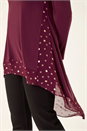 Burgundy Foil Spot Print Chiffon Hem Top, Image 5 of 5