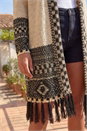 Ivory  Nordic Pattern Fringe Detail Cardigan, Image 4 of 4