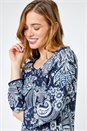 Navy  Petite Paisley Print Tunic Top, Image 4 of 4