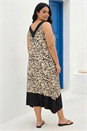 Black Curve Animal Print V-Neck Midi Dress, Image 3 of 4