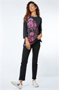 Black Floral Embellished Tunic Top , Image 2 of 5