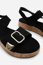 Black Iridia Double Buckle Low Wedge Sandal, Image 6 of 6