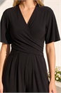 Black Wrap Front Stretch Jumpsuit, Image 4 of 4