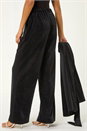 Black Velvet Stud Detail Wide Leg Stretch Trouser, Image 4 of 5