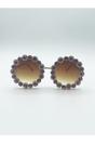 Pink Round Floral Crystal Gem Sunglasses in Pink, Image 1 of 6