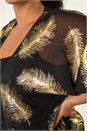 Gold Curve Feather Foil Print Kimono, Image 5 of 8