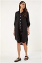 Black Back Lace Buttoned Shirt Dress, Image 3 of 5