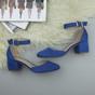 Royal Blue AJVANI Royal Blue Mid Block Heel Ankle Strap 2 Part Heels, Image 4 of 6