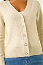 Cream Sequin V-Neck Buttoned Cardigan, Image 5 of 5