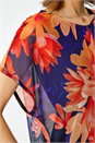 Navy Floral Print Overlay Stretch Top, Image 5 of 5