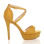 Yellow AJVANI Yellow High Heel Crossed Straps Platform Sandals, Image 2 of 6
