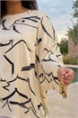 Ivory  Curve Mono Print Longline Top, Image 4 of 4