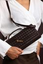Dark Brown Petal Envelope Style Woven Clutch Bag, Image 2 of 8