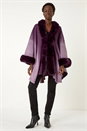 Purple Dip Dye Faux Fur Trim Cape, Image 2 of 5