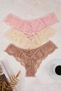 Multi 3 Pack Floral Lace Brazilian Briefs Set, Image 3 of 3