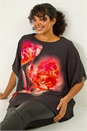 Red Curve Floral Overlay Top, Image 1 of 5