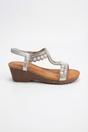 Silver Emma Womens Embellished T-bar Wedge Sandals, Image 2 of 8