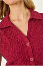 Wine Textured Sleeveless Buttoned Blouse, Image 5 of 7