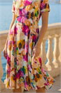 Purple Floral Print Smock Dress, Image 4 of 4