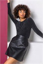 Black Faux Leather Mini Skirt, Image 3 of 4