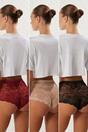 Multi 3 Pack Lace Detail High Waist Knitted Briefs, Image 2 of 5