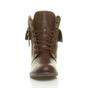 Brown Lace Up Knitted Collar Biker Military Boots, Image 5 of 5