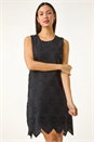 Black Flower Embroidered Shift Dress, Image 1 of 5