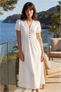 White Cotton Crochet Trim Dress, Image 2 of 4