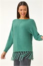 Sage Fringe Hem Knit Jumper, Image 4 of 5