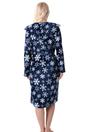 Blue Camille Lingerie Blue Supersoft Fleece Hooded Calf Length Bathrobe, Image 6 of 6