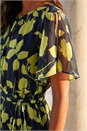 Navy  Floral Split Sleeve Midi Dress , Image 4 of 4