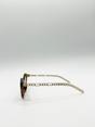 Brown Cat-Eye Sunglasses with Thin Chain Arm Tortoise, Image 4 of 6