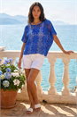 Blue Floral Crochet Knit Top, Image 1 of 4