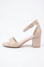 Beige Saoirse Minimalist Block Heel Ankle Sandals, Image 1 of 4
