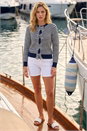 Navy  Stripe Bow Front Knit Jumper, Image 2 of 4