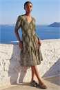KHAKI Petite Border Print Tiered Dress, Image 3 of 4