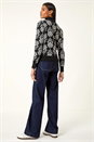 Black Floral Zip Front Jumper, Image 3 of 5
