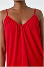Red Gathered V-Neck Stretch Vest Top, Image 5 of 5