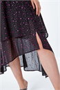 Black Metallic Spot Wrap Midi Dress , Image 5 of 5